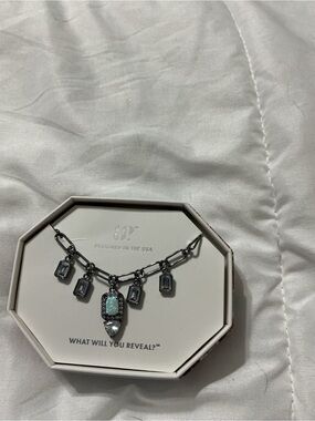 Opalescent Charm Pendant Necklace - Gunmetal Chain